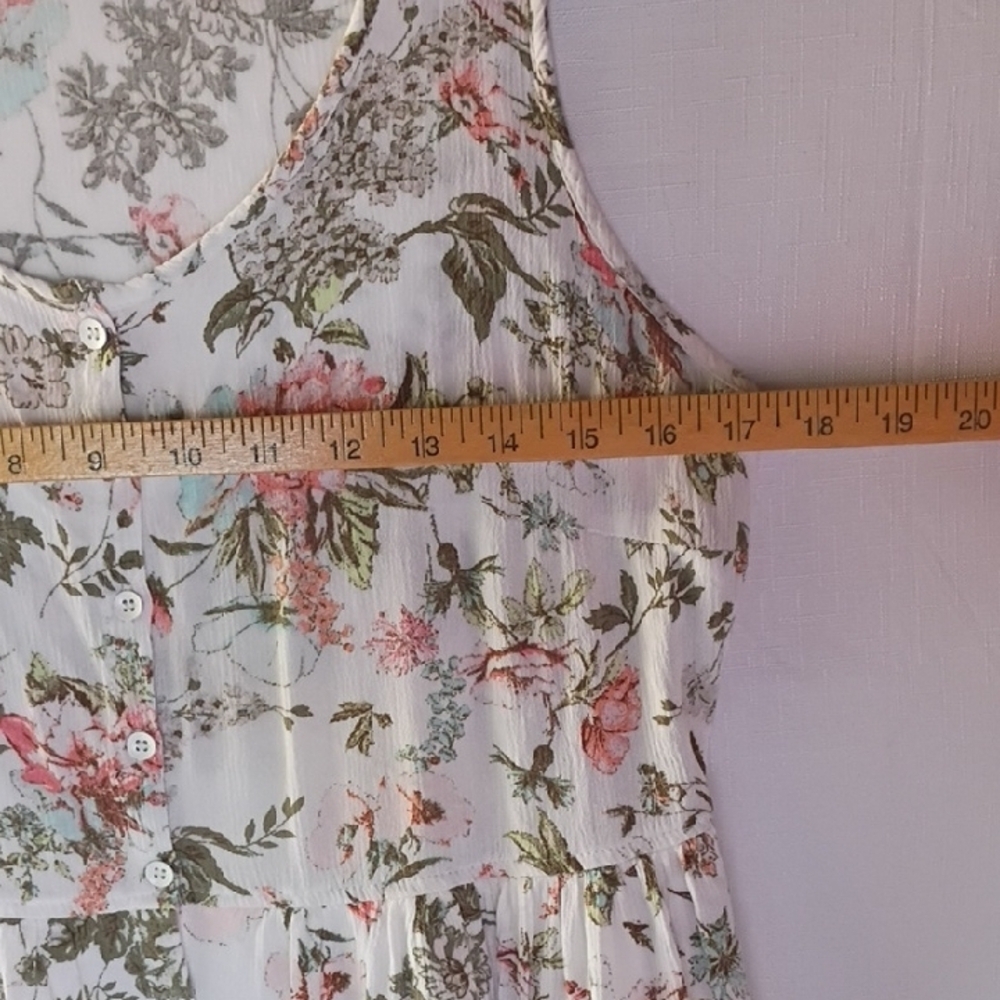 Frye Women's Button Front Floral Maxi Dress in White and Pink Size M - Picture 8 of 10